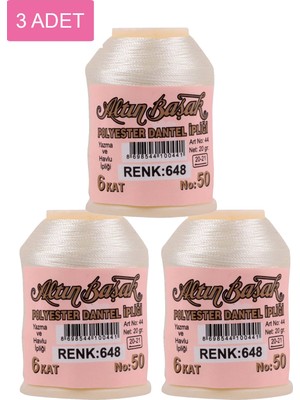 DS LLC 3 Adet Altınbaşak Oya ve Dantel Ipi 20 gr - Royaleks - No: 648 DSLLC34-43TX