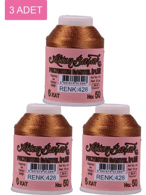 DS LLC 3 Adet Altınbaşak Oya ve Dantel Ipi 20 gr - Royaleks - No: 428 DSLLC34-43TX