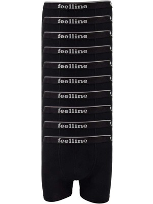 DS LLC 10 Adet Feelline Siyah Pamuklu Doğal Likralı Erkek Boxer DSLLC34-43TX