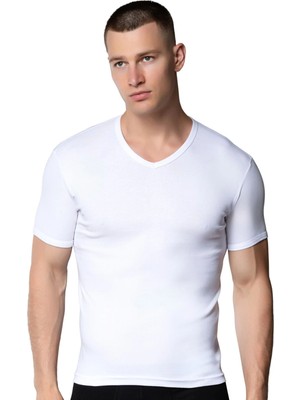 Gümüş 4051 3'lü Erkek V Yaka Spor Kollu Fanila