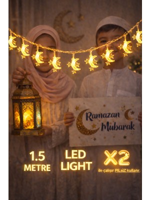 Okavango 1,5 Metre 3 Yıldız 1 Ay Ramazan Temalı LED Işıklı Süsleme Seti Ramazan Süsleri, Ramazan Hediyem Ramazan Süsü