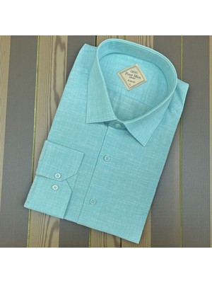 Eren Style Linen Uzun Kol Pamuklu Yakası Gizli Düğmeli Gömlek (Slim Fit Kalıp)