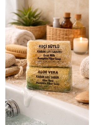 Seymen Bıçakçılık Keçi Sütlü & Aloe Vera Kabak Lifli Sabun – Doğal Peeling Etkili El Yapımı Duş ve Banyo Sabunu