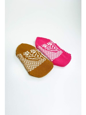 DS LLC 2 Çift El Örgüsü Kışlık Şık Kadın Yün Patik Set 7 DSLLC34-43TX