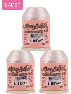 DS LLC 3 Adet Altınbaşak Oya ve Dantel Ipi 20 gr - Royaleks - No: Ş.beyaz DSLLC34-43TX