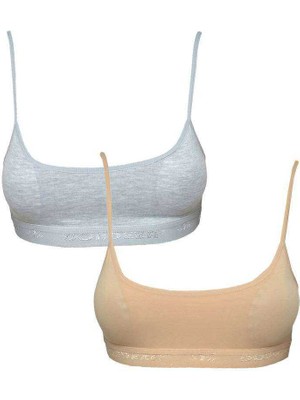 DS LLC Pedli Ip Askılı Gri ve Ten Rengi Büstiyer 2 Adet DSLLC34-43TX