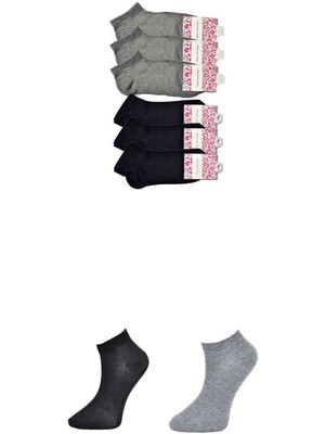 DS LLC Siyah ve Gri Kadın Bilek Çorap 6 Çift DSLLC34-43TX
