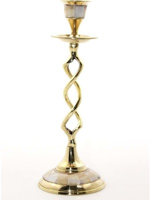 Calperia Tekli Pirinç Sedefli Şamdan