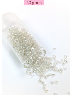 DS LLC Dökme Cam Kum Boncuk (8/0) 3 mm - 60 Gram - Şeffaf Gümüş - BNC201 DSLLC34-43TX