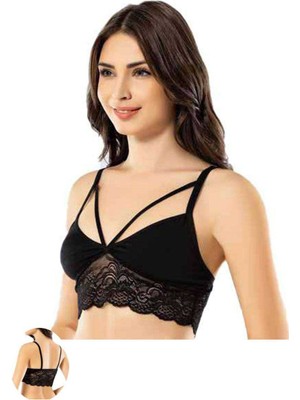 DS LLC Kota 6 Adet Siyah Dantelli Büstiyer DSLLC34-43TX