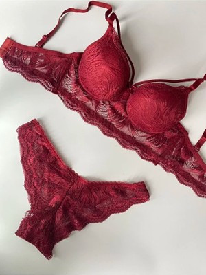 Nariya Kadın Tek Ipli Destekli Dantel Detaylı Şık Sütyen Külot Bralet Set Iç Çamaşır Takımı