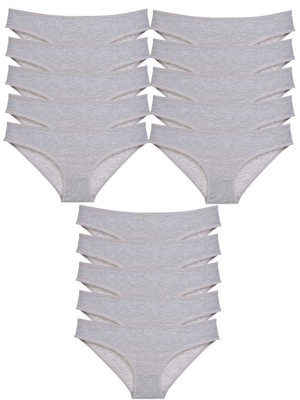 DS LLC 15 Adet Süper Eko Set Likralı Kadın Slip Külot Gri DSLLC34-43TX