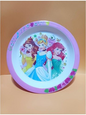 abnturk 21 cm Disney Prensesleri Çocuk Yemek Tabağı (Bella- Cinderella- Ariel Desenli )