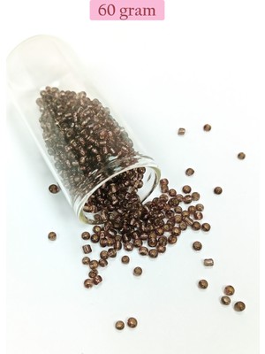 DS LLC Dökme Cam Kum Boncuk (8/0) 3 mm - 60 Gram - Şefaff Alacalı Kahve - BNC213 DSLLC34-43TX