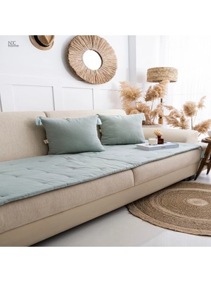 NDC Home Yeşil Premium Keten Evcil Hayvan Dostu Keten Koltuk Pedi / Şilte [kırlentli] (80X180)