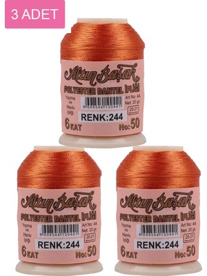 DS LLC 3 Adet Altınbaşak Oya ve Dantel Ipi 20 gr - Royaleks - No: 244 DSLLC34-43TX