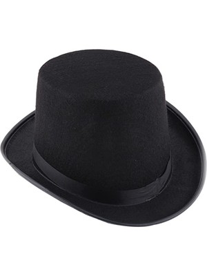 Calperia Siyah Keçe Sihirbaz Fötr Şapka 12 cm