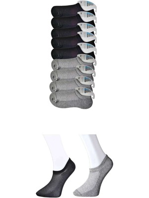 DS LLC Siyah ve Gri Erkek Görünmez Çorap 9 Çift DSLLC34-43TX