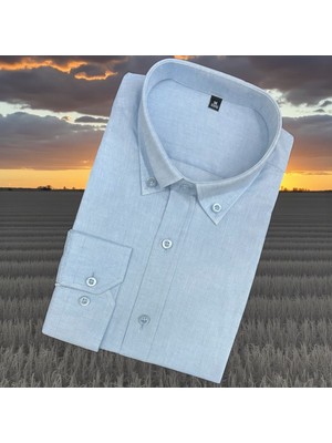 Eren Style Linen Uzun Kol Pamuklu Yakası Gizli Düğmeli Gömlek (Slim Fit Kalıp)