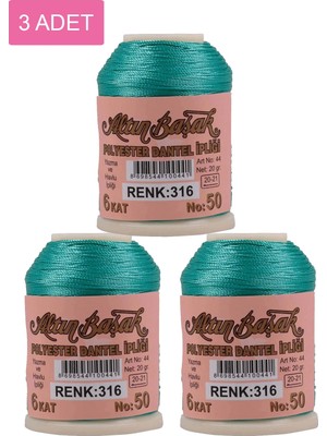 DS LLC 3 Adet Altınbaşak Oya ve Dantel Ipi 20 gr - Royaleks - No: 316 DSLLC34-43TX