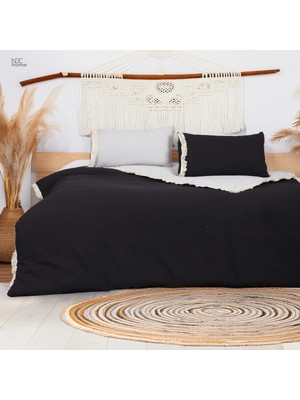 NDC Home Ham Siyah Çift Taraflı Battal Boy Nevresim Seti