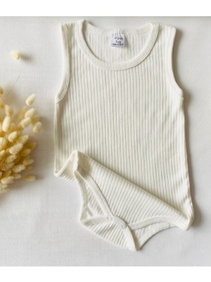 Miyakidsworld Kalın Askılı %100 Pamuk Ecru Renk 6 Adet Body (Özel Gereksinimli  Çocuklar Için Özel Kalıp)3-12 Yaş