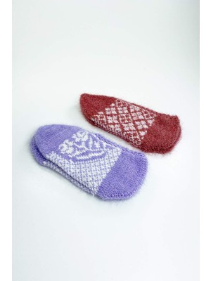 DS LLC 2 Çift El Örgüsü Kışlık Şık Kadın Yün Patik Set 3 DSLLC34-43TX