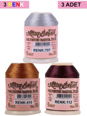 DS LLC 3 Adet Altınbaşak Oya ve Dantel Ipi 20 gr - Royaleks - No: 410 - 112 - 707 DSLLC34-43TX