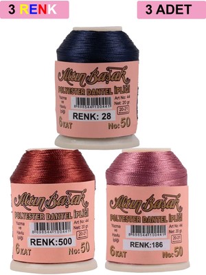 DS LLC 3 Adet Altınbaşak Oya ve Dantel Ipi 20 gr - Royaleks - No: 500 - 186 - 028 DSLLC34-43TX