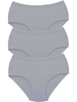 DS LLC 3 Adet Tutku Kadın Yüksek Bel Bato Kalın Lastik Külot Gri DSLLC34-43TX