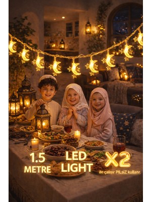 Okavango 1,5 Metre 3 Yıldız 1 Ay Ramazan Temalı LED Işıklı Süsleme Seti Ramazan Süsleri, Ramazan Hediyem Ramazan Süsü