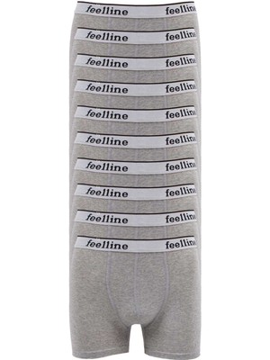 DS LLC 10 Adet Feelline Gri Pamuklu Doğal Likralı Erkek Boxer DSLLC34-43TX