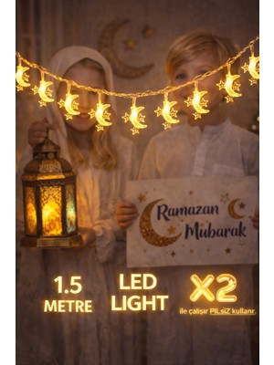 Okavango 1,5 Metre 3 Yıldız 1 Ay Ramazan Temalı LED Işıklı Süsleme Seti Ramazan Süsleri, Ramazan Hediyem Ramazan Süsü