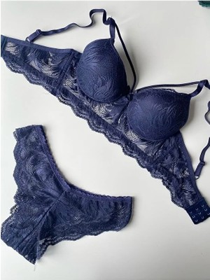 Nariya Kadın Tek Ipli Desteksizi Dantel Detaylı Sütyen Şık Külot Bralet Set Iç Çamaşır Takımı