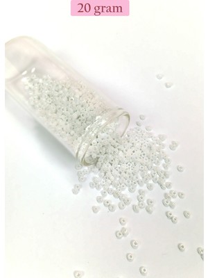 DS LLC Dökme Cam Kum Boncuk (8/0) 3 mm - 20 Gram - Parlak Beyaz - BNC153 DSLLC34-43TX