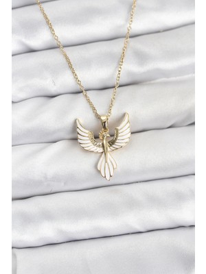 DS LLC 316L Çelik Zincir Gold Renk Anka Kuşu Model Kadın Kolye DSLLC-3245YU5