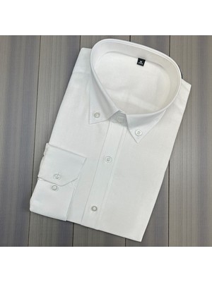 Eren Style Linen Uzun Kol Pamuklu Yakası Gizli Düğmeli Gömlek (Slim Fit Kalıp)