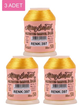 DS LLC 3 Adet Altınbaşak Oya ve Dantel Ipi 20 gr - Royaleks - No: 397 DSLLC34-43TX