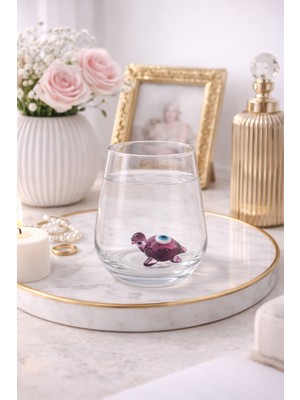 Crystal Passion El Yapımı Cam Kaplumbağa Figürlü Bardak Şeffaf Dekoratif Cam Su Bardağı