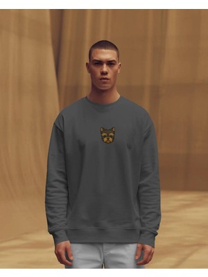 Muhtar Store Yorkshire Terrier Desenli Unisex Sweatshirt – Minimal Köpek Baskılı Regular Fit Sweat