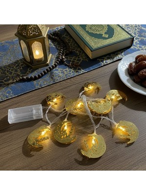 Popüler Sepet 10 Adet Sarkıtlı Ramazan Hilal Üstü Cami Temalı LED Işık – Pilli 2 Metre Ramazan Süsü, Islami Dekorasyon, Ev ve Mekanlar Için Dekoratif Ortam