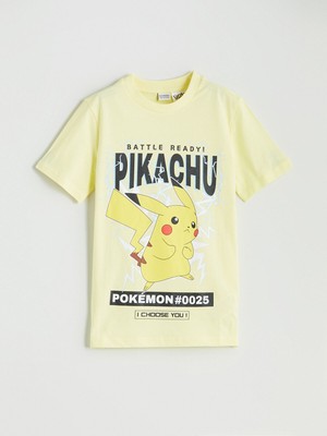 Lc Waikiki Yeni Sezon Bisiklet Yaka Pikachu Baskılı Erkek Çocuk Tişört