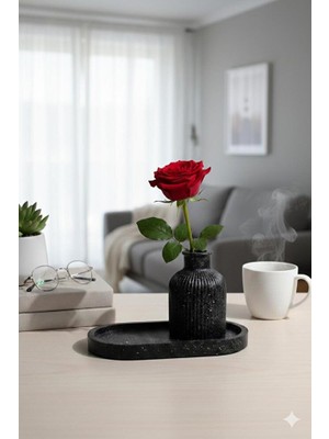 Modesta Home Tek’li Dekoratif Seramik Vazo Seti Siyah – Çizgili Mini Vazo Masa Üstü Ev Aksesuarı