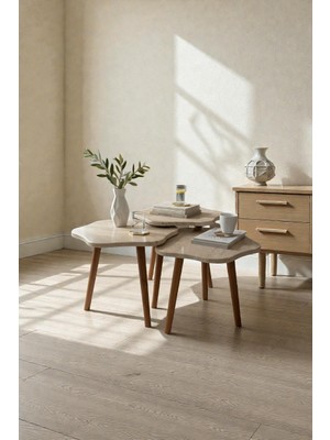 Baresmu Edi 3’lü Zigon Sehpa Takımı Ahşap Ayaklı Mdf Mebran Kaplama Orta Sehpa Seti Modern Zigon Sehpa