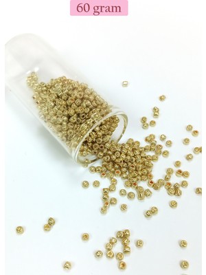 DS LLC Dökme Cam Kum Boncuk (8/0) 3 mm - 60 Gram - Altın Rengi - BNC185 DSLLC34-43TX