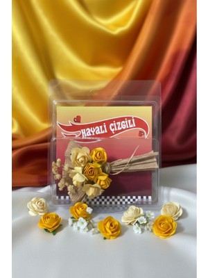 Hayali Çizgili Mini Buket Love Flowers Tasarım Koleksiyonluk, Sevgiliye Hediye Kalıcı Çiçek Buketi Tasarım