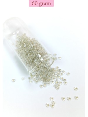 DS LLC Dökme Cam Kum Boncuk (8/0) 3 mm - 60 Gram - Şeffaf Beyaz - BNC197 DSLLC34-43TX