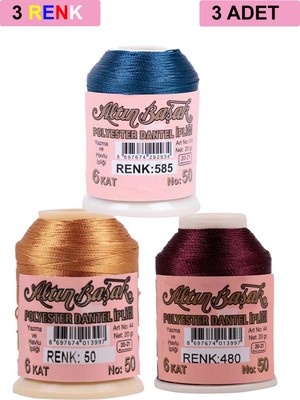 DS LLC 3 Adet Altınbaşak Oya ve Dantel Ipi 20 gr - Royaleks - No: 050 - 480 - 585 DSLLC34-43TX