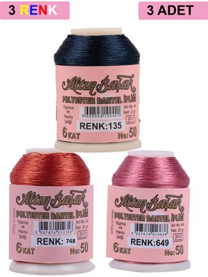 DS LLC 3 Adet Altınbaşak Oya ve Dantel Ipi 20 gr - Royaleks - No: 748 - 649 - 135 DSLLC34-43TX