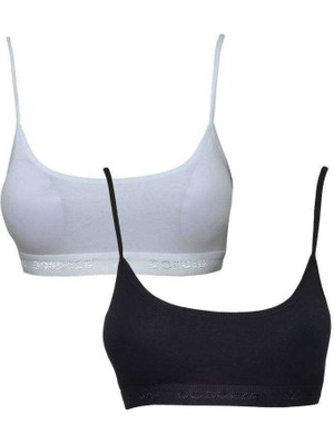 DS LLC Pedli Ip Askılı Beyaz ve Siyah Büstiyer 2 Adet DSLLC34-43TX